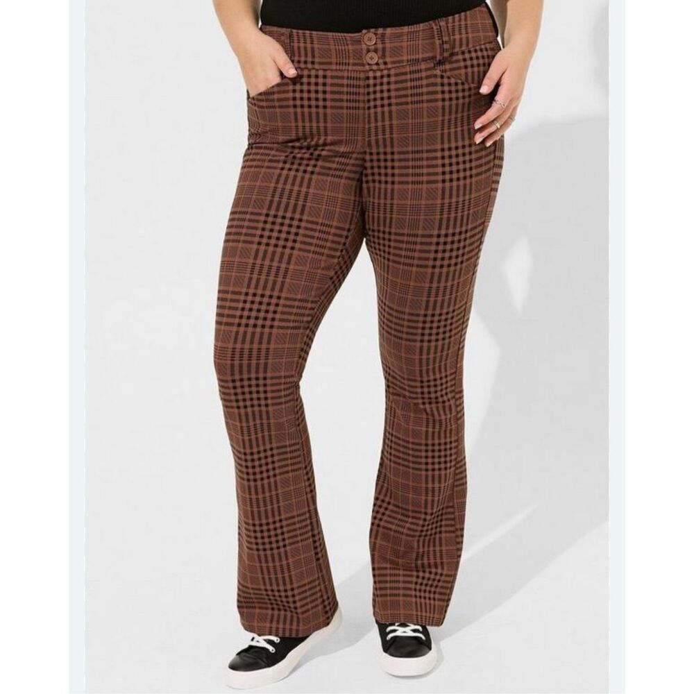 Torrid brown plaid retro look size 10T stretchy boot trousers